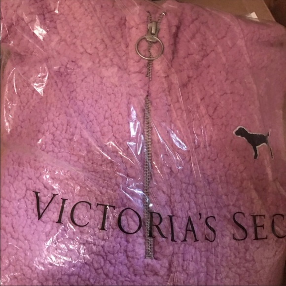 VS PINK SHERPA HALF ZIP PULLOVER ORCHID BOYFRIEND LAST ONE - Picture 4 of 6